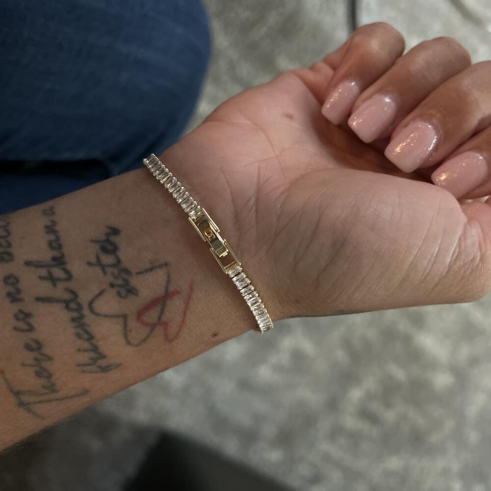 Neiman Marcus 14K Gold Plated 4mm Cubic Zirconia Tennis Bracelet - Picture 2 of 4